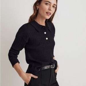 Madewell Variegated Rib Boxy Polo Sz M